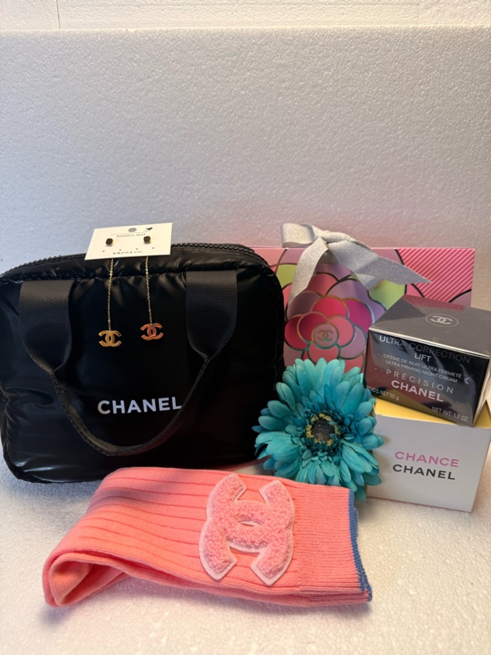GWP Chanel  Black Nylon Cosmetic Bag w/accesories